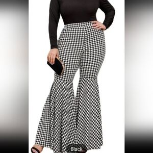 NWT - Women's Modely Plus Flare Lwg Houndstooth Slightly Stretchy Pants
